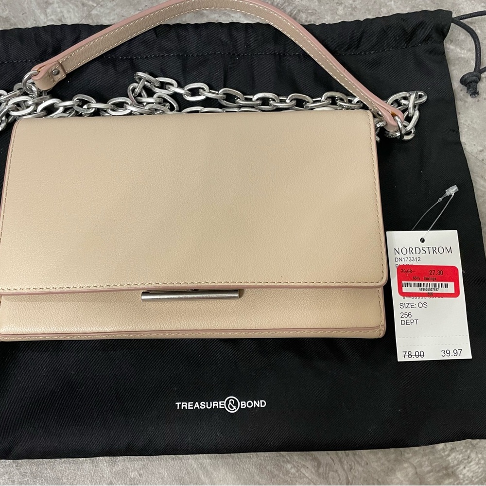 Treasure & Bond Beige Crossbody Wallet Chain Bag NWT